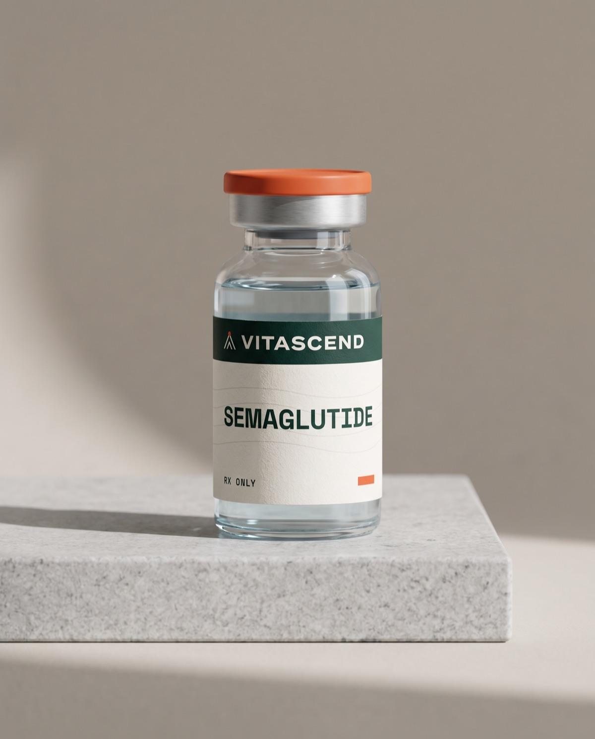 Vial of semaglutide with a Vitascend label